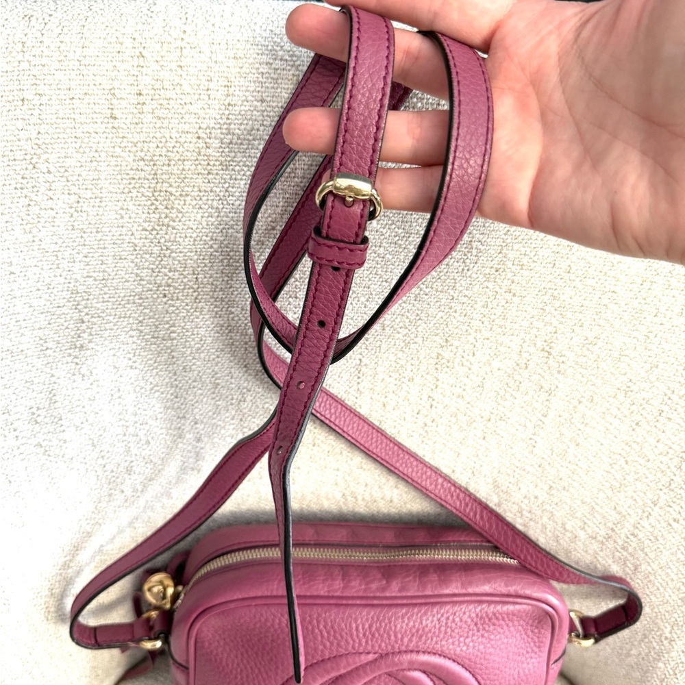 Authentic Gucci Soho Small Leather crossbody Disco bag dusty pink purple - Picture 11 of 16